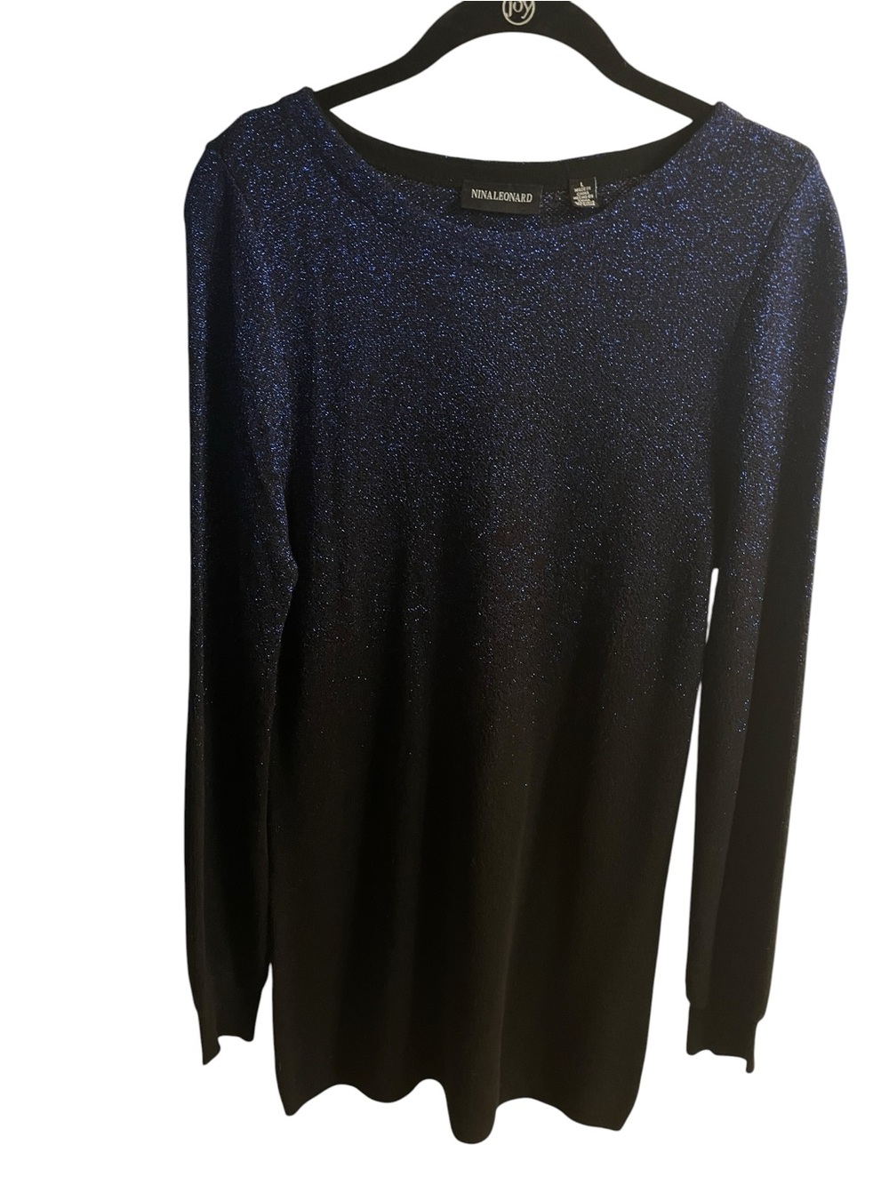 Nina Leonard Metallic Ombre Sweater Women’s Large Blue Black Shimmer Holiday